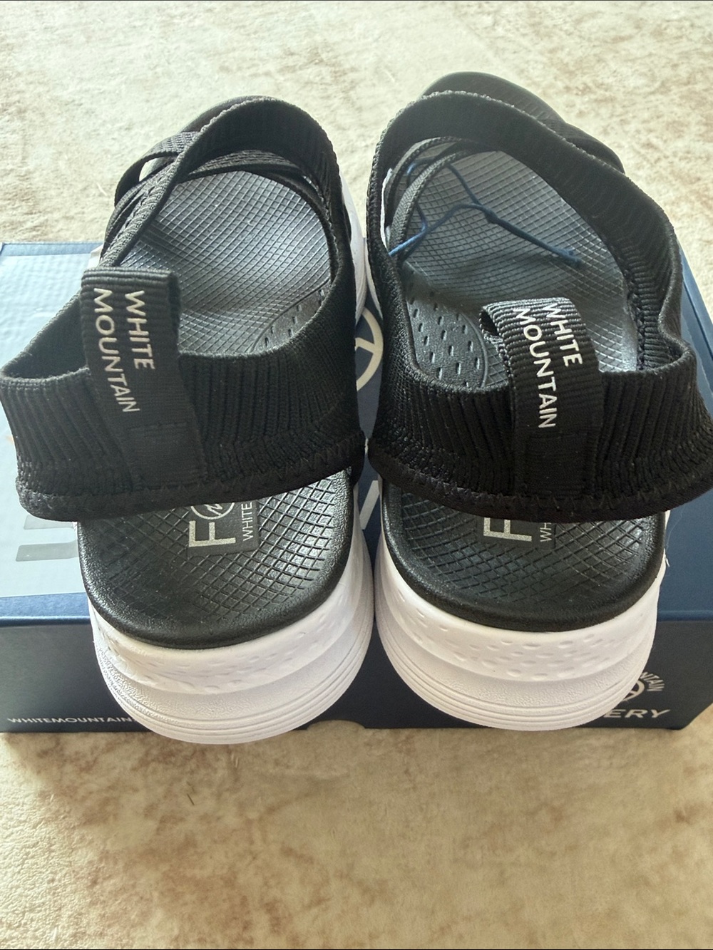 White Mountain Charry Black & White Strappy Comfort Sandals - Picture 3 of 6